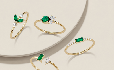emerald and diamond stackable anniversary ring bands