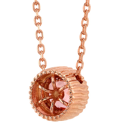 Peora morganite round shape rose gold sterling silver pendant necklace