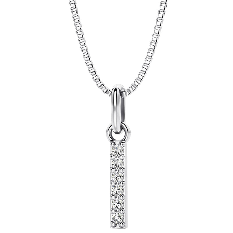 Peora letter I lab grown diamonds alphabel initial charm pendant necklace sterling silver
