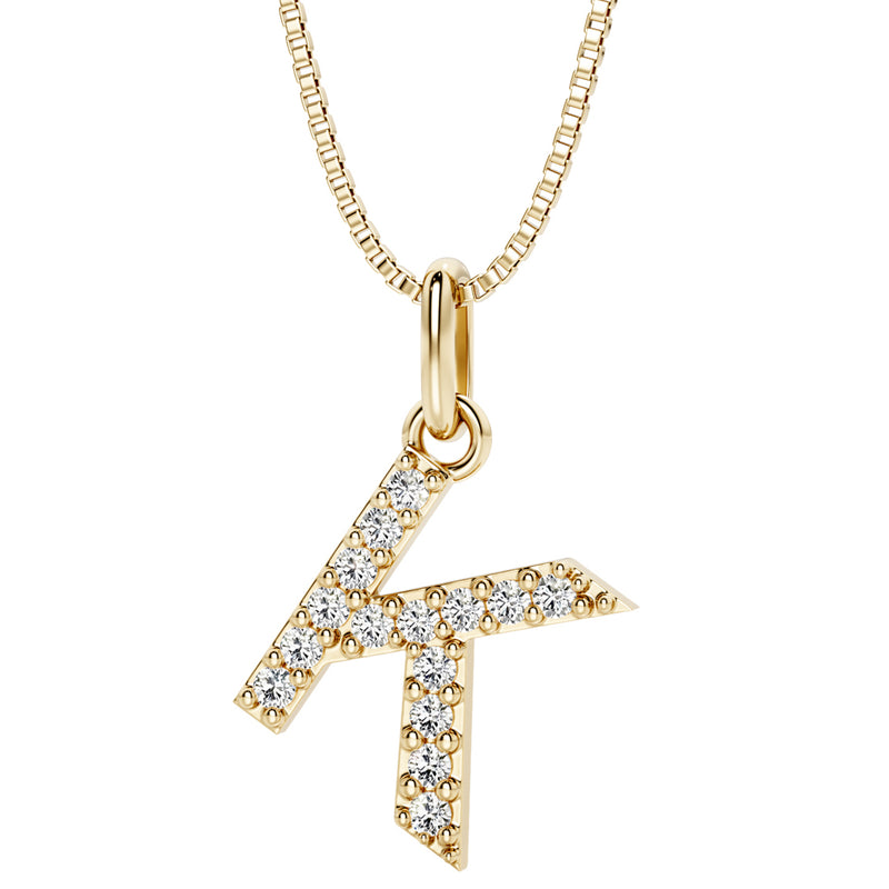 Peora letter K lab grown diamonds alphabel initial charm pendant necklace sterling silver