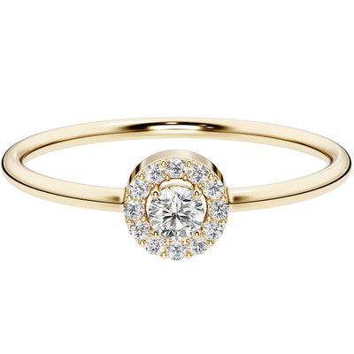 Diamond Stellar Bloom Stackable Ring 14K Yellow Gold Plated Sterling Silver