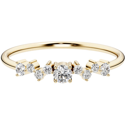 Diamond Stardust Stackable Ring 14K Yellow Gold Plated Sterling Silver