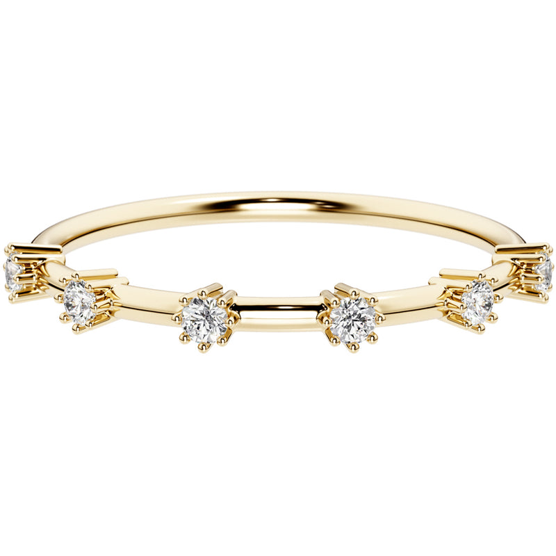 Diamond Starlight Stackable Ring Band 14K Yellow Gold Plated Sterling Silver