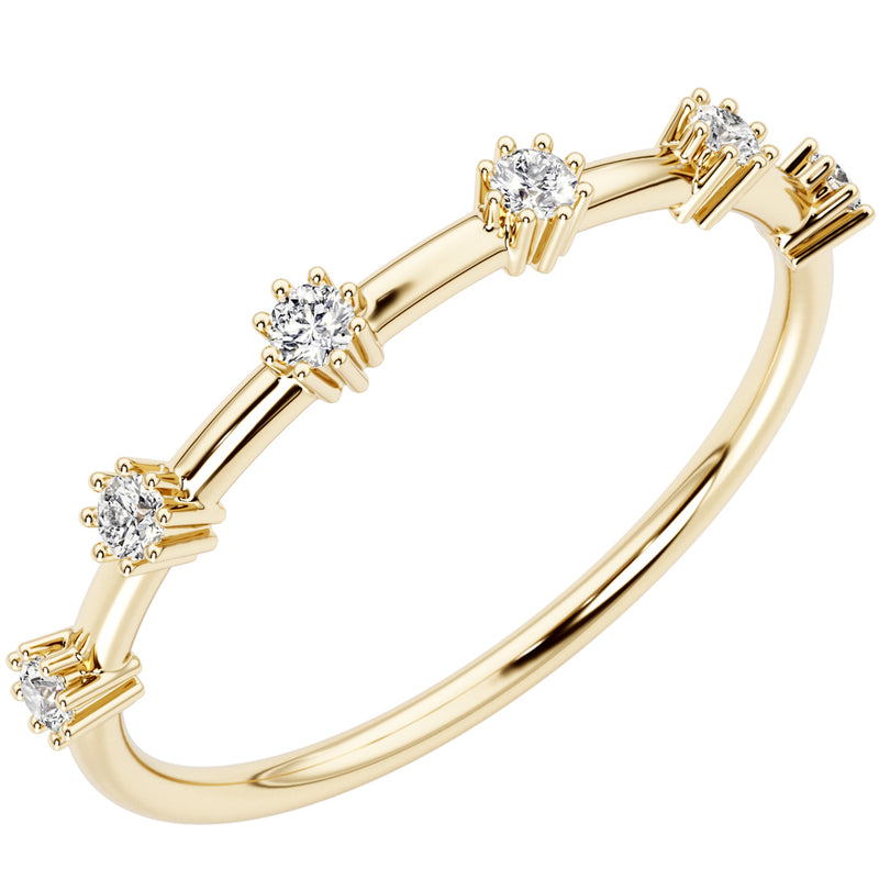 Diamond Starlight Stackable Ring Band 14K Yellow Gold Plated Sterling Silver