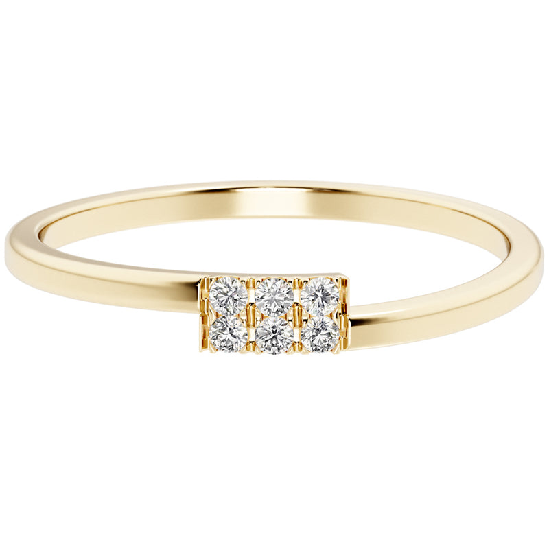 Diamond Glacial Bar Stackable Ring 14K Yellow Gold Plated Sterling Silver