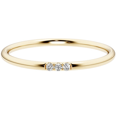 Diamond 3-Stone Orion Ring Band 14K Yellow Gold Plated Sterling Silver