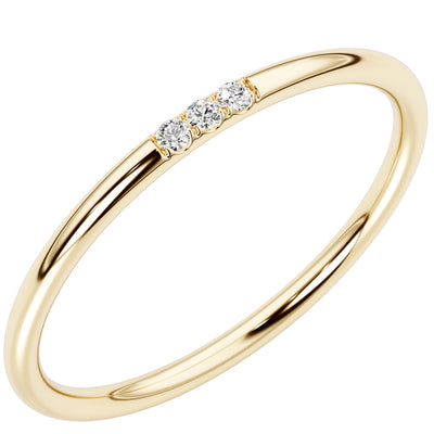 Diamond 3-Stone Orion Ring Band 14K Yellow Gold Plated Sterling Silver