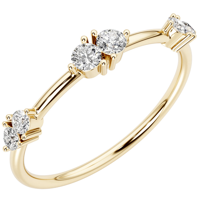Diamond Station Stackable Ring 14K Yellow Gold Plated Sterling Silver