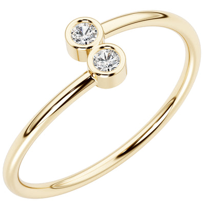 Diamond Bypass Stackable Ring 14K Yellow Gold Plated Sterling Silver