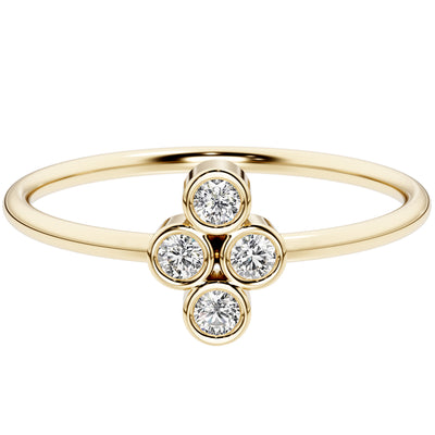 Diamond 4-Stone Stackable Ring 14K Yellow Gold Plated Sterling Silver