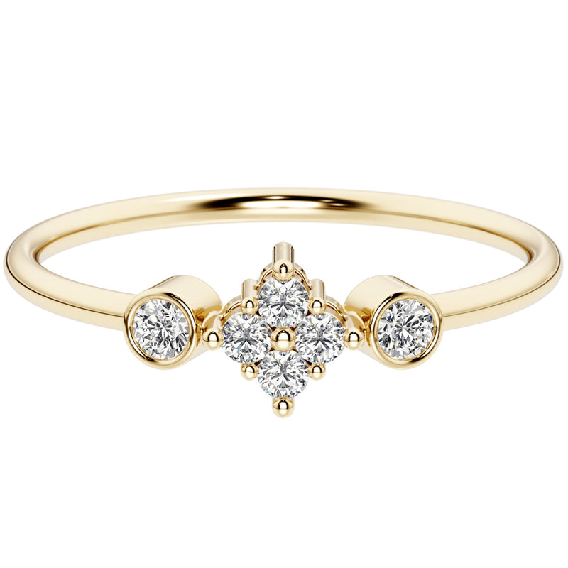 Diamond Snowflake Stackable Ring 14K Yellow Gold Plated Sterling Silver
