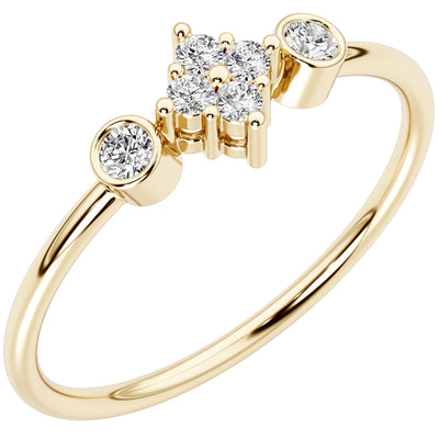Diamond Snowflake Stackable Ring 14K Yellow Gold Plated Sterling Silver