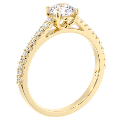Peora Lab Grown Diamond Ring Solitaire 14 K Yellow Gold