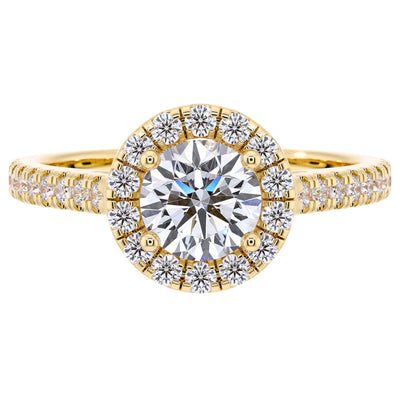 Peora Lab Grown Diamond Halo Ring Solitaire 14 K Yellow Gold