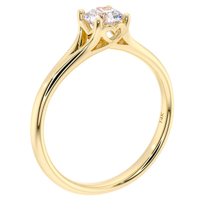 Peora Lab Grown Diamond Ring Cathedral Solitaire 14 K Yellow Gold