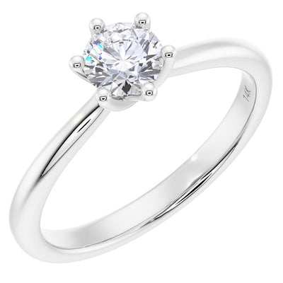Diamond Cathedral Solitaire Ring 14K White Gold