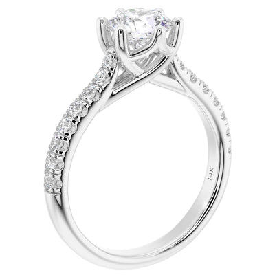 Peora lab grown diamond round shape engagement ring 14k white gold