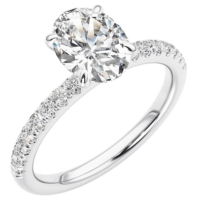 IGI Certified 1 Carat Oval Lab Grown Diamond Half-Eternity Solitaire Engagement Ring in 14K Gold Sizes 4-10