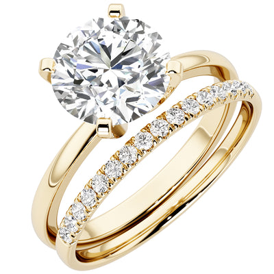 IGI Certified 2 Carats Lab Grown Diamond Classic Engagement Ring and Wedding Band Bridal Set 14K Gold