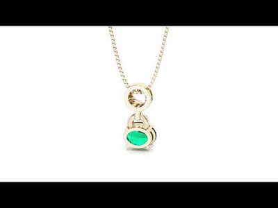 Video of Peora 14K Yellow Gold Created Colombian Emerald and Lab Grown Diamond East West Pendant P10242.  Includes a Peora gift box. Free shipping, 45-day returns, authenticity guaranteed.
