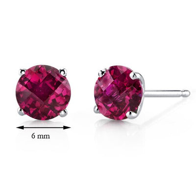 Ruby Stud Earrings 14 Karat White Gold Round Shape 2.25 Carats