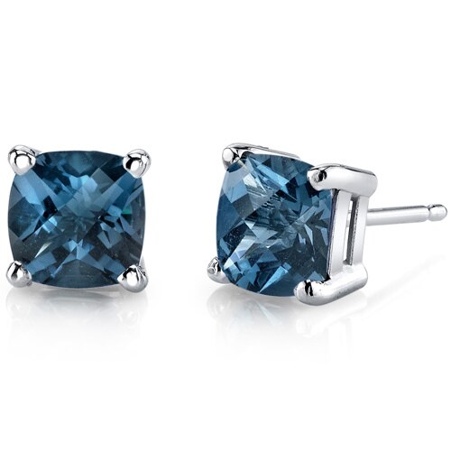 London Blue Topaz Studs ~ London Blue Topaz Earrings ~ London Blue Topaz Stud Earrings ~ popular Topaz Jewelry Gift ~ November Birthstone