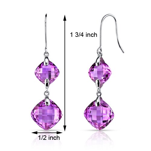 Pink Sapphire Earrings 14 Kt White Gold Cushion Cut 18 Carats