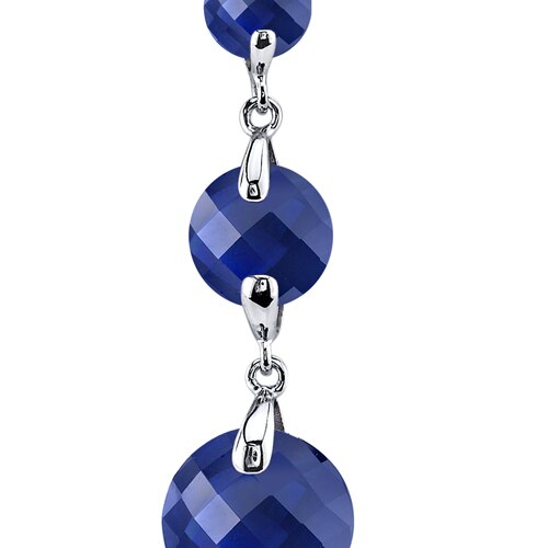 Blue Sapphire Earrings 14 Kt White Gold Round Shape 12 Carats