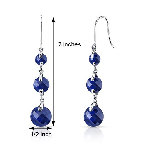 Blue Sapphire Earrings 14 Kt White Gold Round Shape 12 Carats