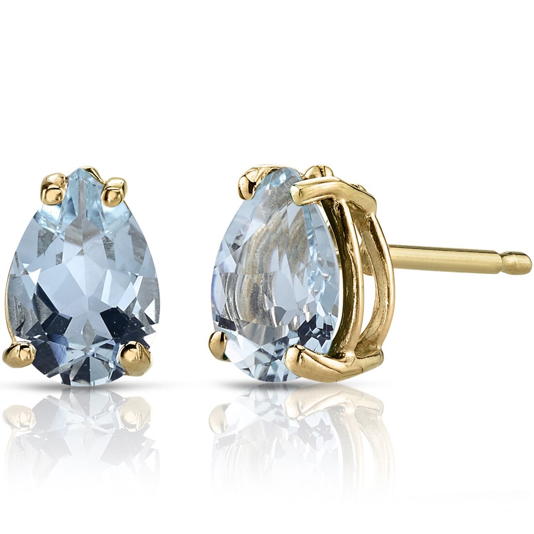 Aquamarine Earrings 14K Yellow Gold Pear Shape E19016 Peora