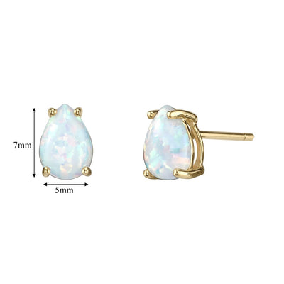 Pear Shape Opal Stud Earrings 14K Yellow Gold 1 Carat