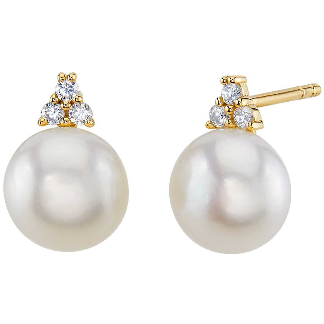 14K Yellow Gold Pearl Earrings | E19282 | Peora.com