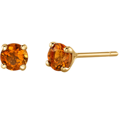 4mm Round Citrine Solitaire Stud Earrings in 14K Yellow Gold