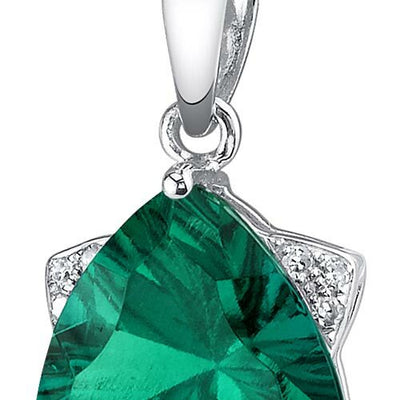 Emerald Pendant Necklace 14 Karat White Gold Triangle 2.27 Carat