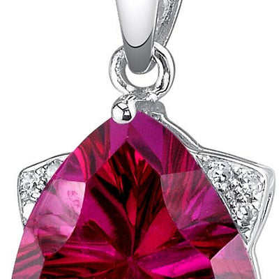 Ruby Pendant Necklace 14 Karat White Gold Triangle 3.76 Carats