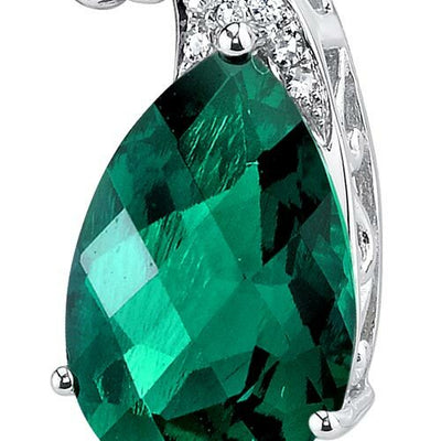 Emerald Pendant Necklace 14 Karat White Gold Pear 2.58 Carats P8746