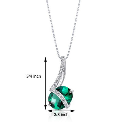 Emerald Pendant Necklace 14 Karat White Gold Oval 1.66 Carats