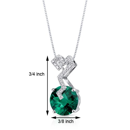 Emerald Pendant Necklace 14 Karat White Gold Round 2.55 Carats