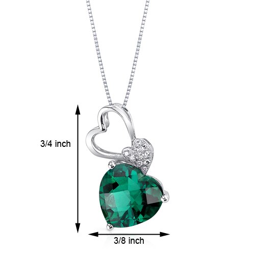 Emerald Pendant Necklace 14 Karat White Gold Heart 2.48 Carats