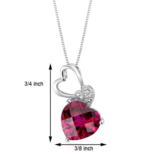 Ruby Pendant Necklace 14 Karat White Gold Heart Shape 3.1 Carats