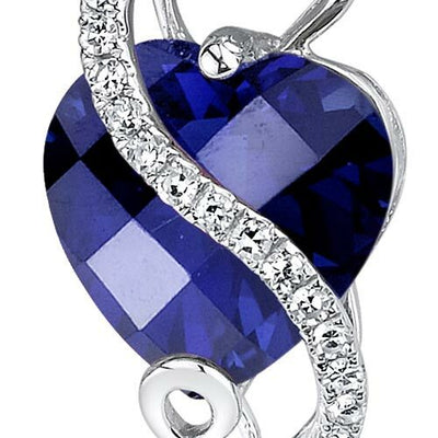 Blue Sapphire Pendant 14 Karat White Gold Heart 3.85 Carats P8848