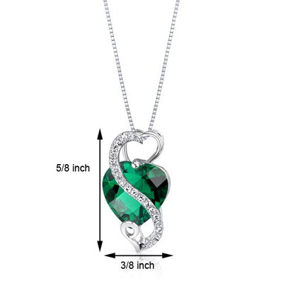 Emerald Pendant Necklace 14 Karat White Gold Heart 2.5 Carats