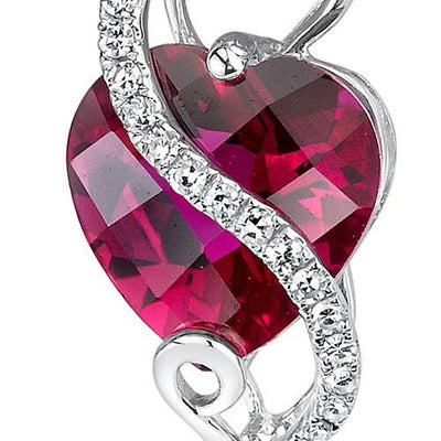 Ruby Pendant Necklace 14 Karat White Gold Heart Shape 2.55 Carat P8860