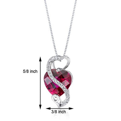 Ruby Pendant Necklace 14 Karat White Gold Heart Shape 2.55 Carat P8860