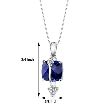 Blue Sapphire Pendant Necklace 14 Karat White Gold 3 Carats P8886
