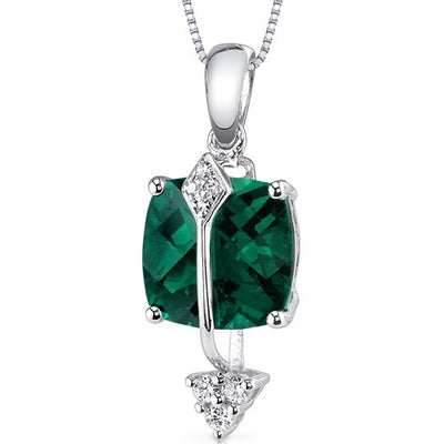 Emerald Pendant Necklace 14 Karat White Gold Cushion 2.14 Carats P8890