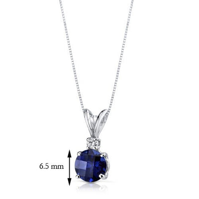 Blue Sapphire and Diamond Pendant 14K White Gold 1.49 Carats Round
