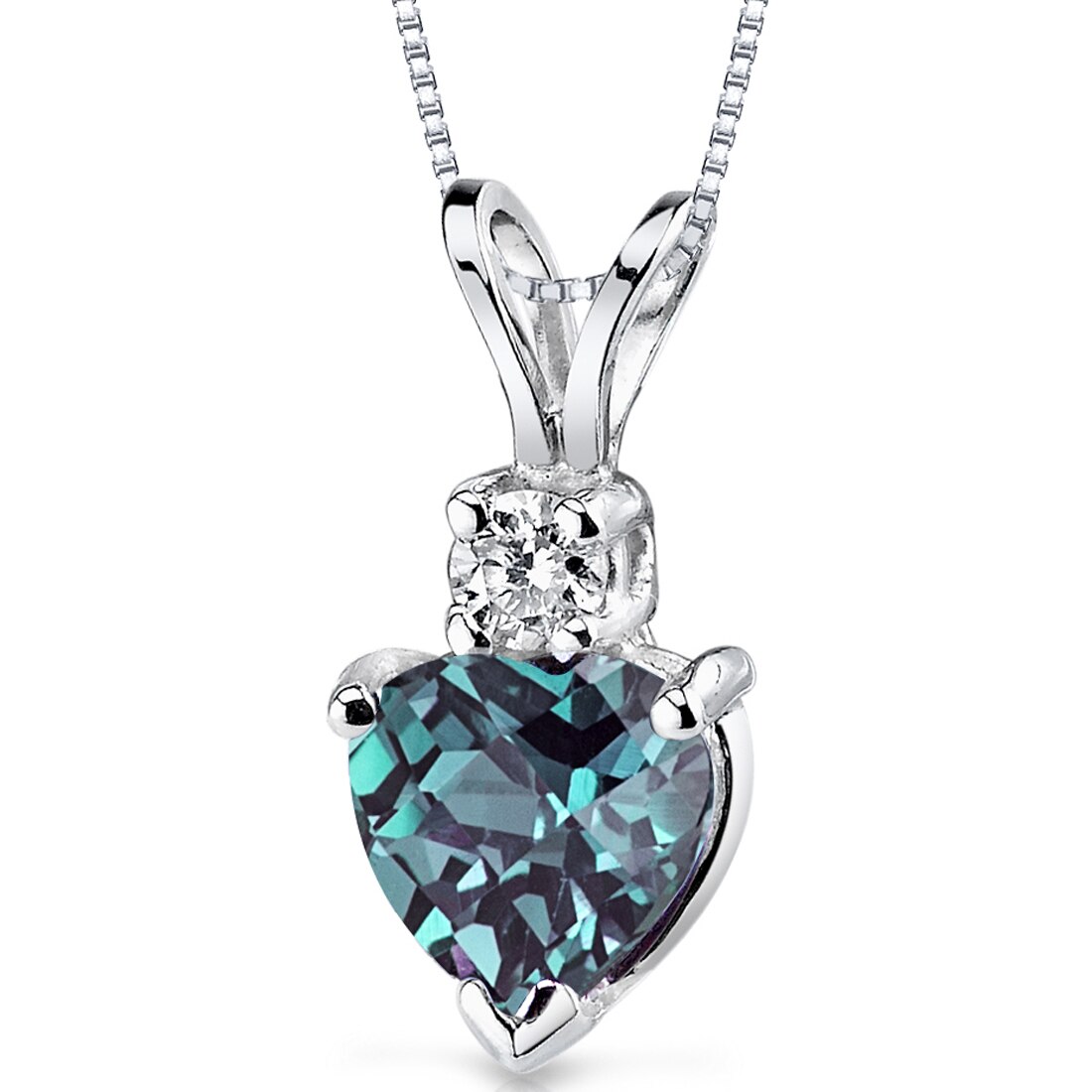 Peora Alexandrite Pendant Necklace 14 Karat White Gold Heart - Grey