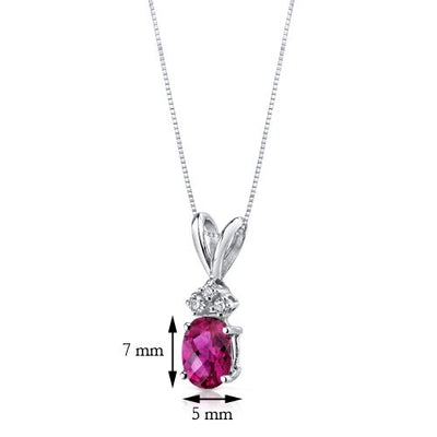 Ruby and Diamond Pendant Necklace 14K White Gold 0.97 Carat Oval