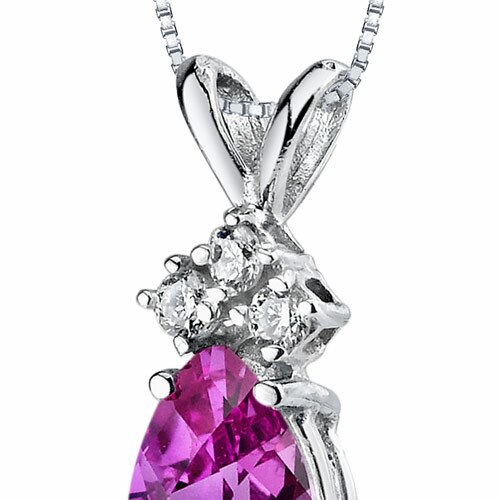 Pink Sapphire and Diamond Pendant Necklace 14K White Gold 0.91 Carat Pear Shape